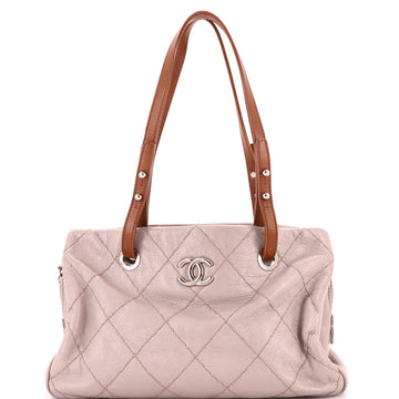 Chanel On The Road Shopping Tote Quilted Leather Medium