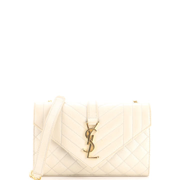 Saint Laurent Classic Monogram Envelope Satchel Mixed Matelasse Leather Small