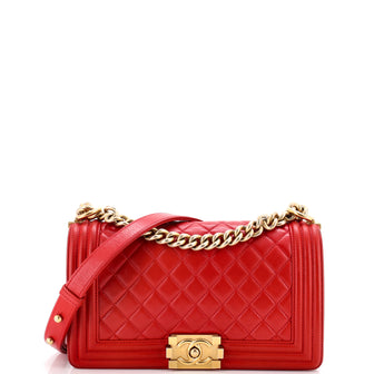 Chanel Boy Flap Bag Quilted Lambskin Old Medium