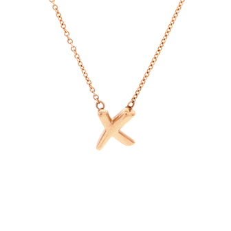 Tiffany & Co. Paloma Picasso Graffiti X Pendant Necklace 18K Rose Gold Small