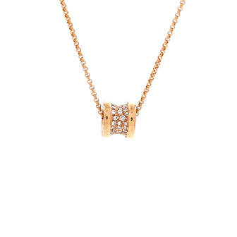 Bvlgari B.Zero1 Pendant Necklace 18K Rose Gold with Pave Diamonds Mini