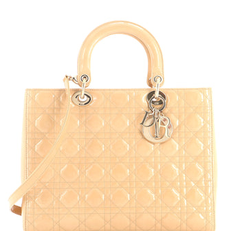Christian Dior Lady Dior Bag Cannage Quilt Patent Large