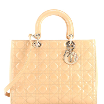 Christian Dior Lady Dior Bag Cannage Quilt Patent Large