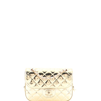 Chanel Hollywood Boulevard Flap Bag with Star Coin Purse Quilted Metallic Leather Mini