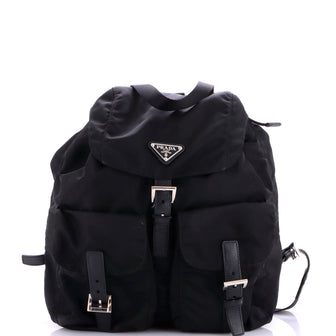 Prada Vela Double Front Pocket Backpack Tessuto with Saffiano Leather Medium