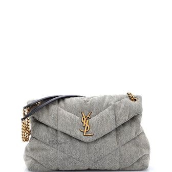 Saint Laurent Loulou Puffer Shoulder Bag Quilted Vintage Denim Medium