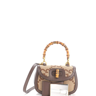 Gucci Bamboo 1947 Top Handle Bag Jumbo GG Canvas Small