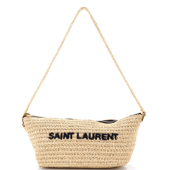 Saint Laurent Tuc Logo Crossbody Bag Woven Raffia