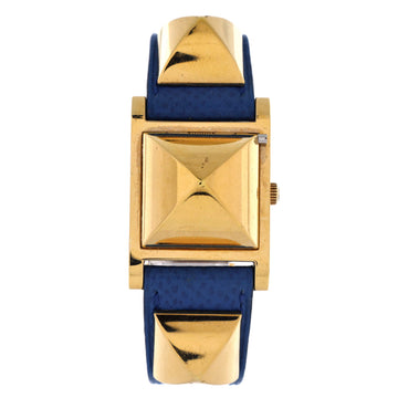 Hermes Medor Quartz Watch Plated Metal and Leather 23