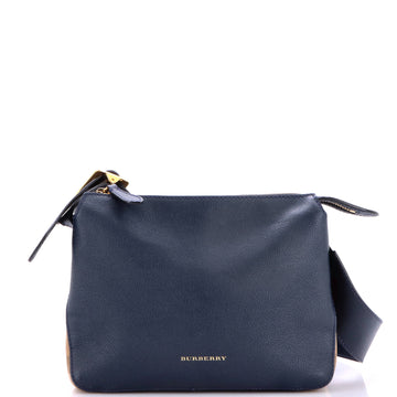Burberry Helmsley Crossbody Bag Leather with House Check Canvas Small