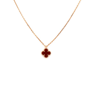 Van Cleef & Arpels Sweet Alhambra Pendant Necklace 18K Rose Gold and Carnelian