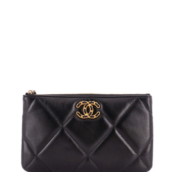 Chanel 19 O Case Pouch Quilted Goatskin Small