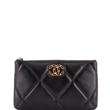 Chanel 19 O Case Pouch Quilted Goatskin Small