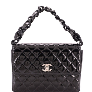 Chanel Vintage Resin Top Handle CC Flap Quilted Patent Small