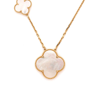 Van Cleef & Arpels Magic Alhambra 11 Motifs Long Necklace 18K Yellow Gold and Mother of Pearl