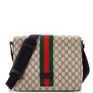 Gucci Web Flap Messenger Bag GG Coated Canvas Medium