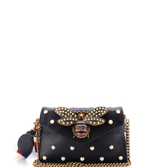 Gucci Broadway Pearly Bee Shoulder Bag Embellished Leather Mini