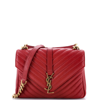 Saint Laurent Classic Monogram College Bag Matelasse Chevron Leather Medium
