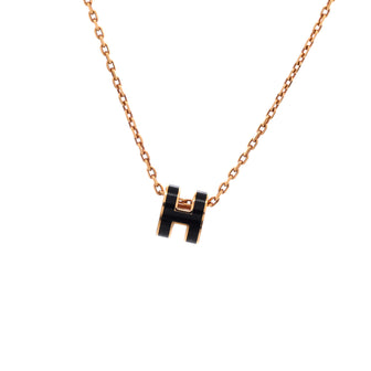 Hermes Pop H Pendant Chain Necklace Metal and Enamel Mini