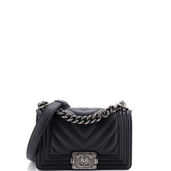 Chanel Boy Flap Bag Chevron Calfskin Small