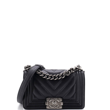 Chanel Boy Flap Bag Chevron Calfskin Small