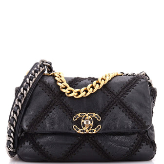 Chanel 19 Flap Bag Crochet Quilted Calfskin Medium