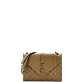 Saint Laurent Classic Monogram Envelope Satchel Mixed Matelasse Leather Medium