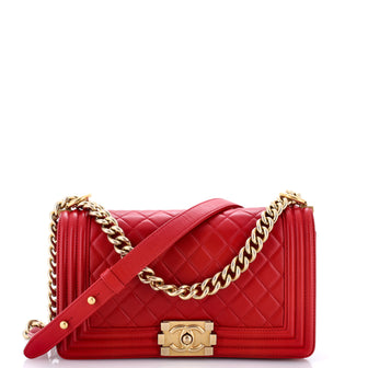 Chanel Boy Flap Bag Quilted Lambskin Old Medium