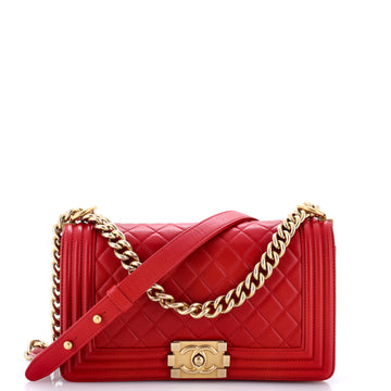 Chanel Boy Flap Bag Quilted Lambskin Old Medium