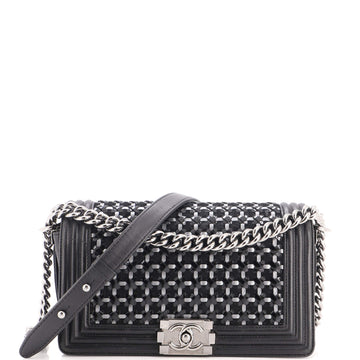 Chanel Boy Flap Bag Braided Patent and Calfskin Old Medium