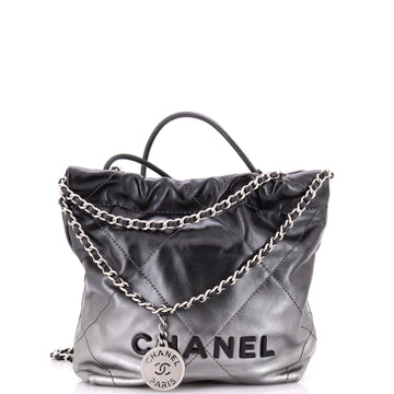 Chanel 22 Chain Hobo Quilted Metallic Degrade Calfskin Mini