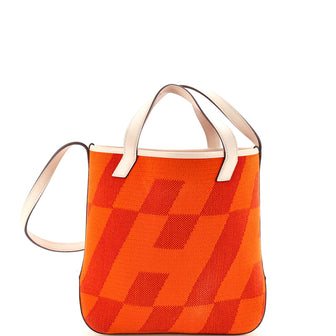 Hermes Cabas H en Biais Tote Canvas with Leather 27