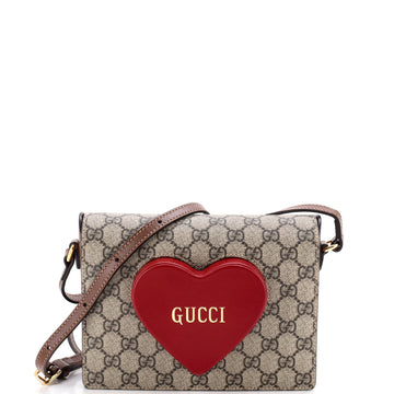 Gucci Logo Heart Crossbody Bag GG Coated Canvas
