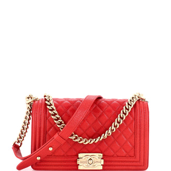 Chanel Boy Flap Bag Quilted Caviar Old Medium