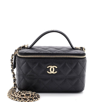 Chanel Long Vanity with Chain Quilted Caviar Mini