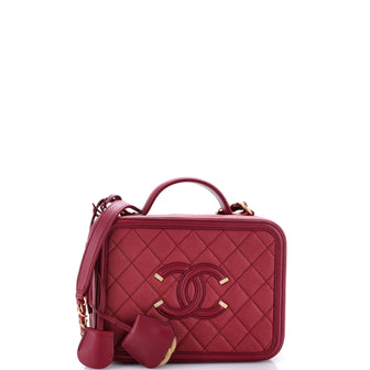 Chanel Filigree Vanity Case Quilted Caviar Medium