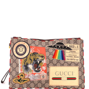Gucci Courrier Pouch GG Coated Canvas with Applique