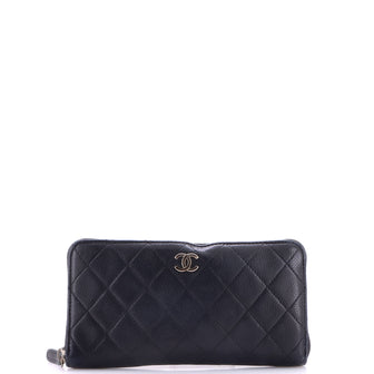 Chanel Zip Around Wallet Quilted Caviar Long