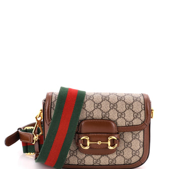 Gucci Horsebit 1955 Shoulder Bag GG Coated Canvas with Leather Mini