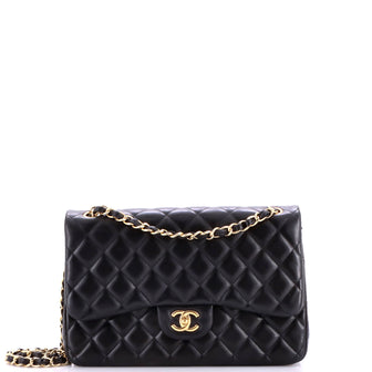 Chanel Vintage Classic Double Flap Bag Quilted Lambskin Jumbo