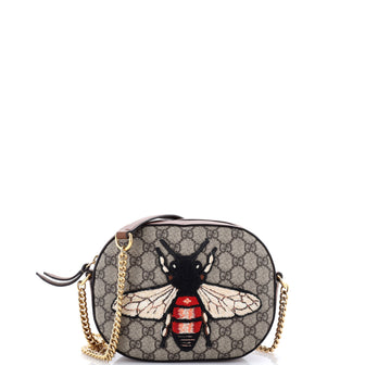 Gucci Chain Crossbody Bag Embroidered GG Coated Canvas Mini