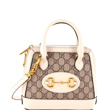 Gucci Horsebit 1955 Top Handle Bag GG Coated Canvas with Leather Mini