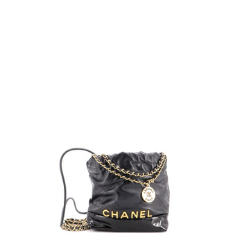 Chanel 22 Chain Hobo Quilted Lambskin and Patent Mini