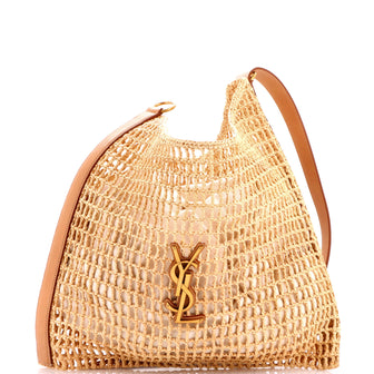 Saint Laurent Oxalis Shoulder Bag Raffia Crochet with Leather