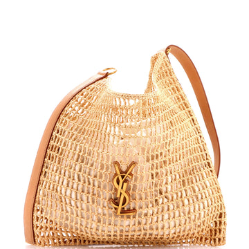 Saint Laurent Oxalis Shoulder Bag Raffia Crochet with Leather