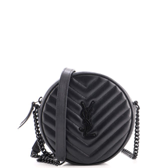 Saint Laurent Vinyle Round Camera Bag Matelasse Chevron Leather