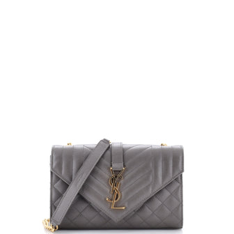 Saint Laurent Classic Monogram Envelope Satchel Mixed Matelasse Leather Small