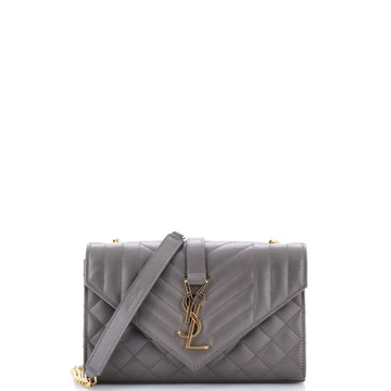 Saint Laurent Classic Monogram Envelope Satchel Mixed Matelasse Leather Small