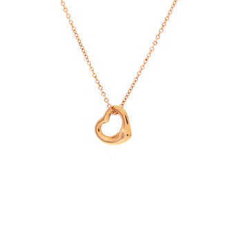Tiffany & Co. Elsa Peretti Open Heart Pendant Necklace 18K Rose Gold 11mm