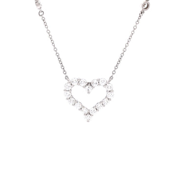 Tiffany & Co. Heart Station Pendant Necklace Platinum with Diamonds